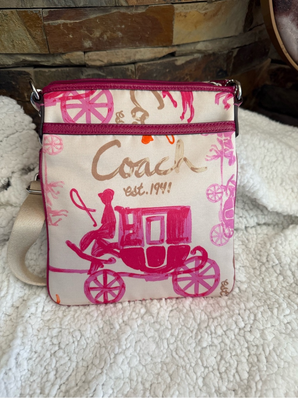 Coach Signature Horse & Carriage Swingpack Crossbody New